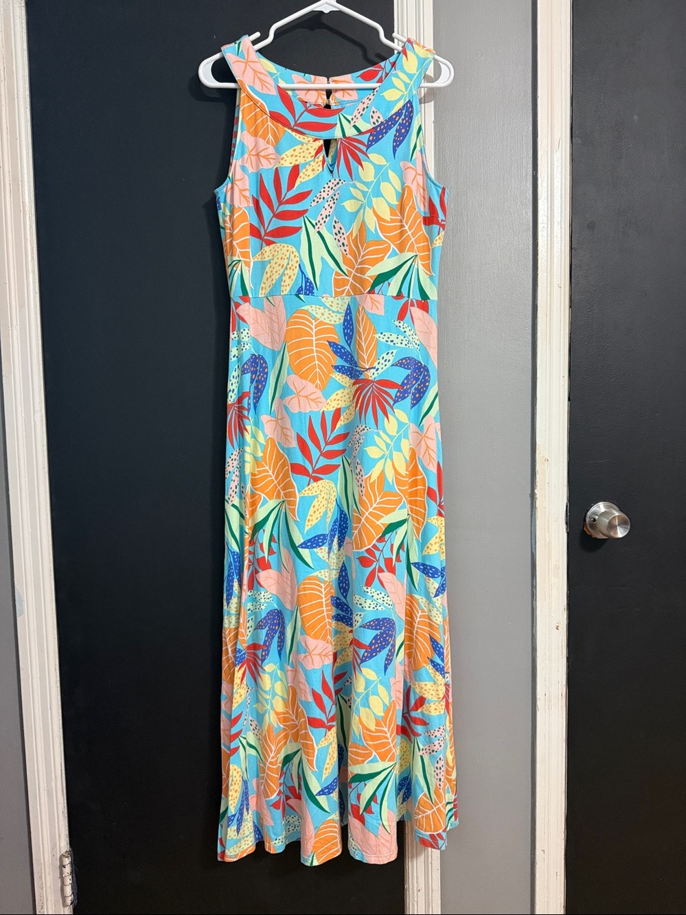 Talbots Gathered Leaves Jersey Maxi Dress Size: M - Picture 2 of 7